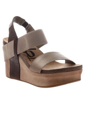 OTBT Bushnell Metallic Pewter Wedge Sandals Size 8.5